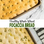 Learn how to make rosemary garlic whole wheat focaccia bread with this easy recipe. And this homemade bread is ridiculously easy to prepare and loaded with awesome flavors that will tempt you to prepare it again and again. | #watchwhatueat #focacciabread #healthyfocaccia #rosemaryfocaccia #wholewheatbread