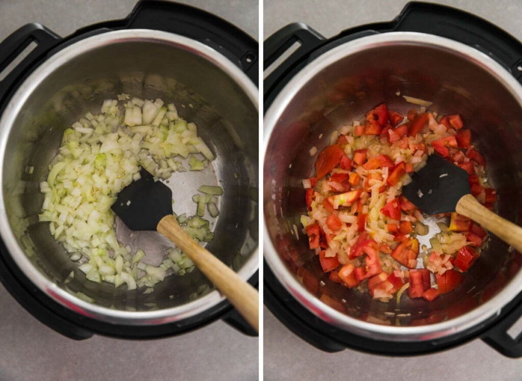 ui en tomaat koken in Instant Pot