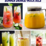 collage image of different summer non-alcoholic drinks