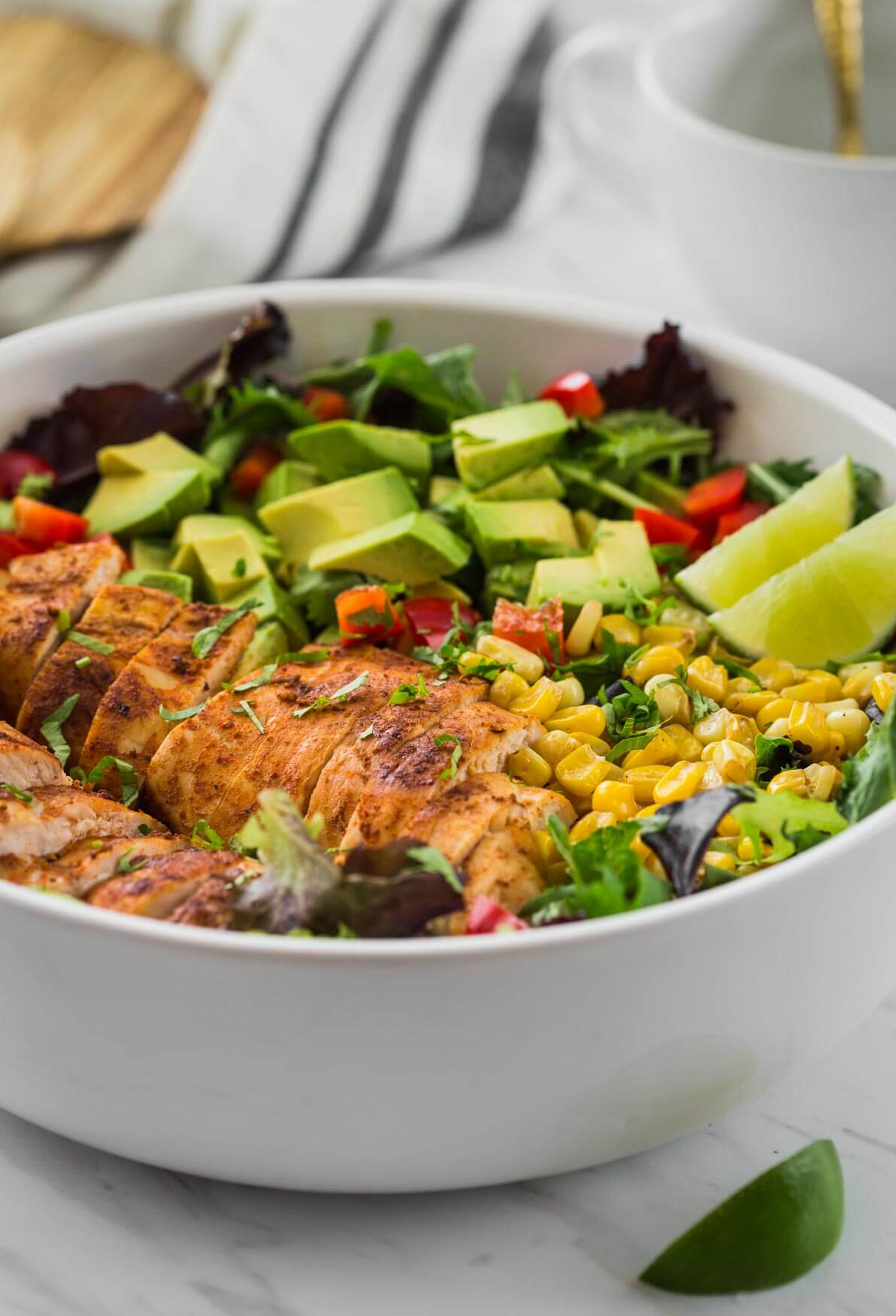 Mexican Chicken Avocado Salad in salad bowl