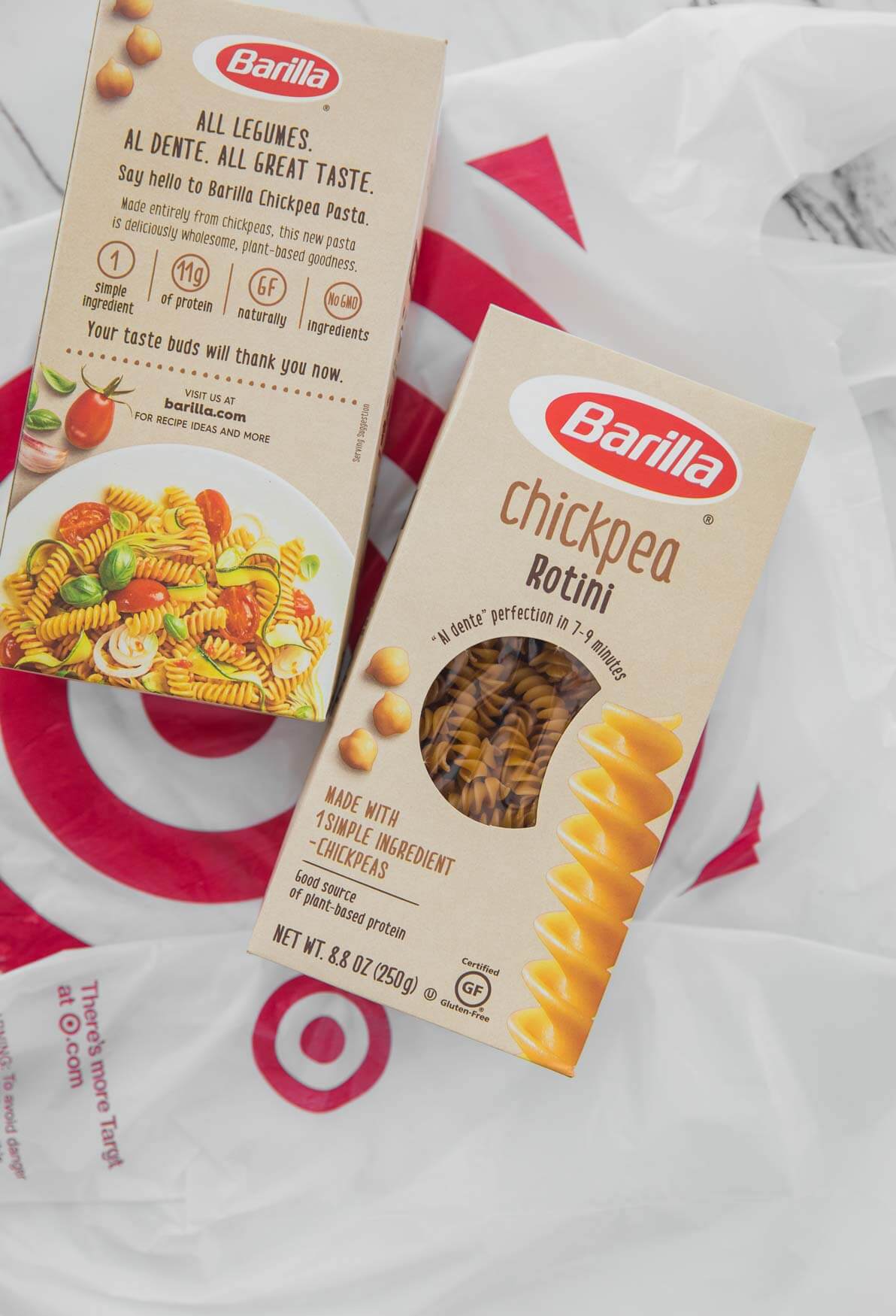 chickpea barilla rotini pasta in its package