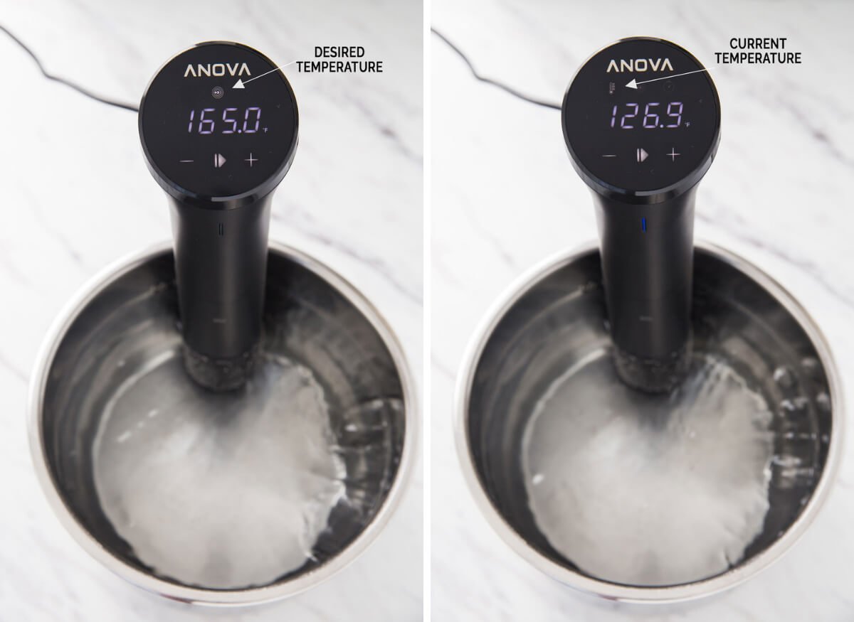 Process of preheating Anova Sous Vide Cooker Nano.