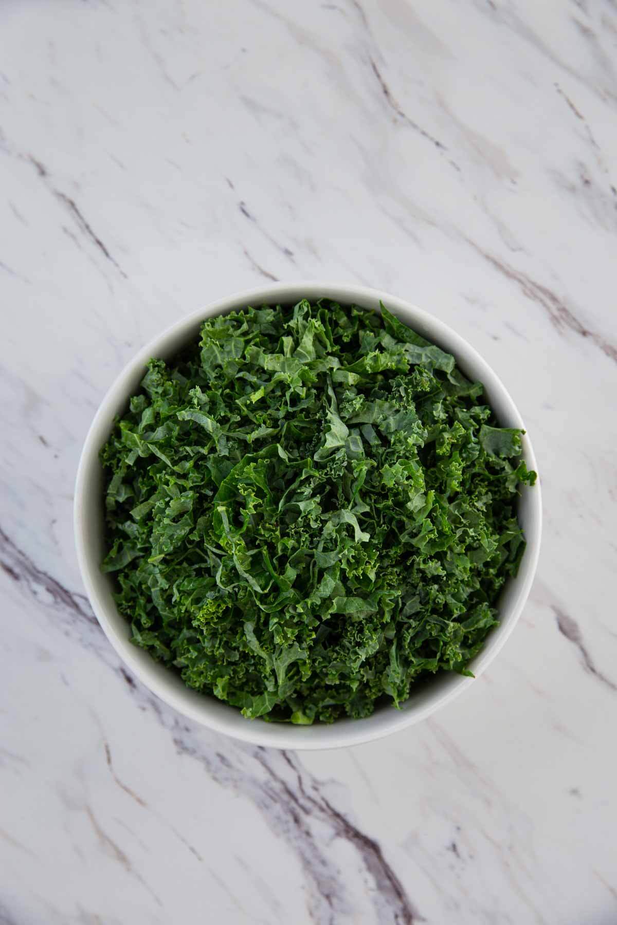fresh chopped kale in a bowl