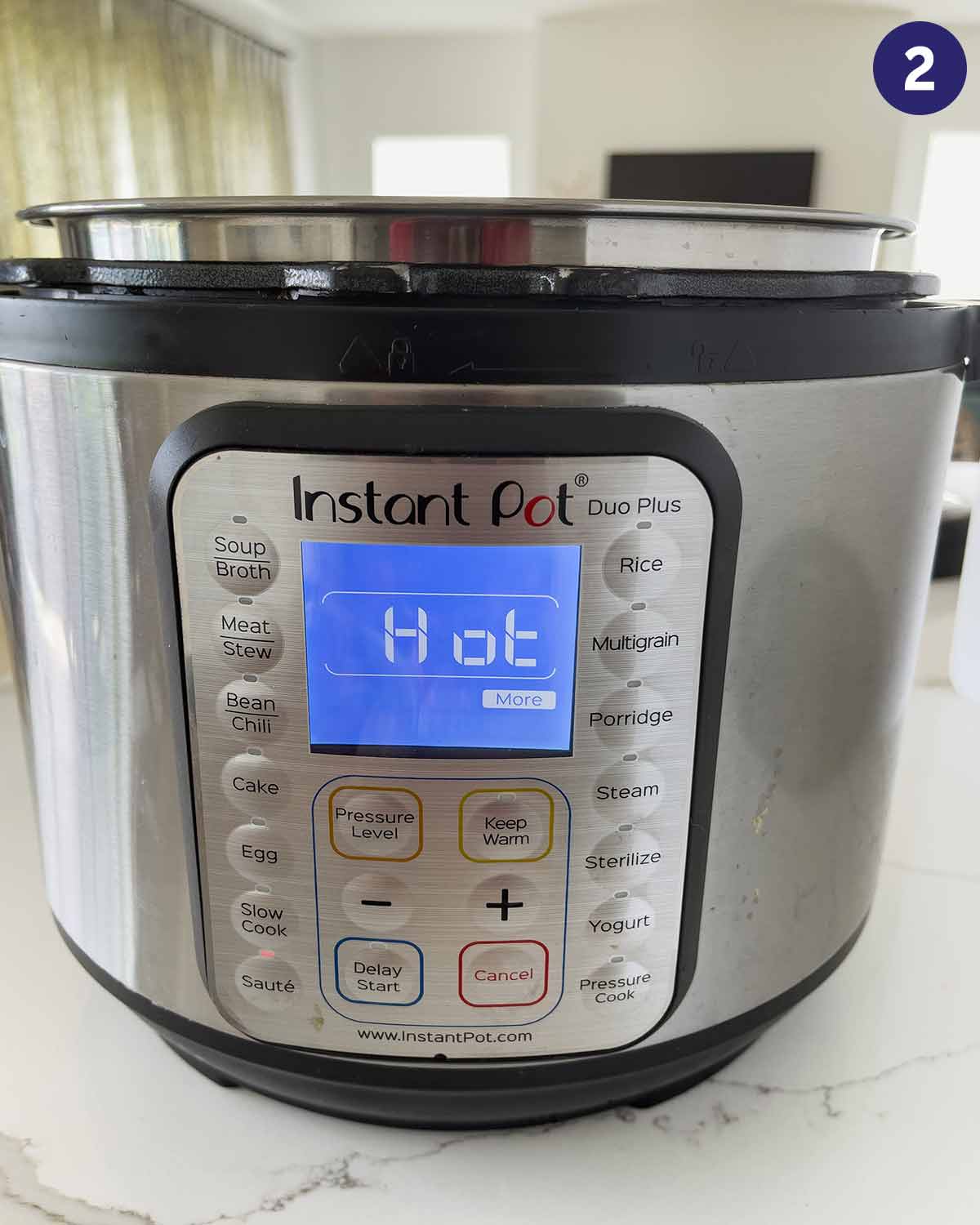 Preheating Instant Pot.