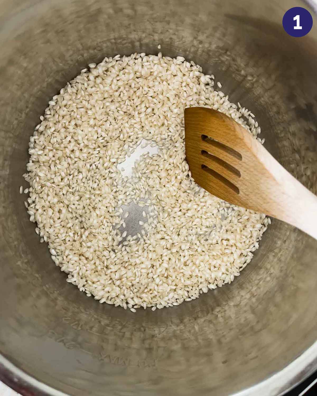 Roasting arborio rice in Instant Pot.