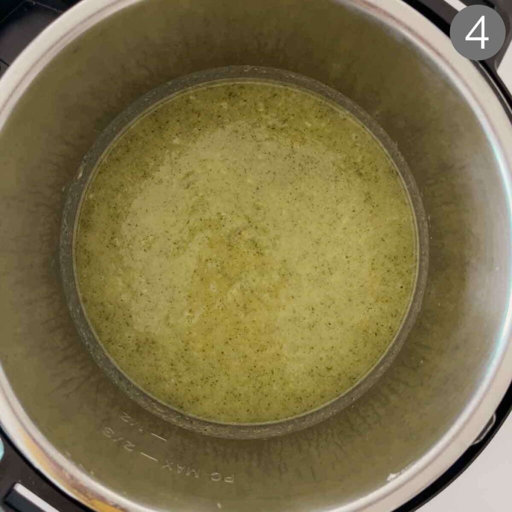 Blended broccoli soup in Instant Pot. 